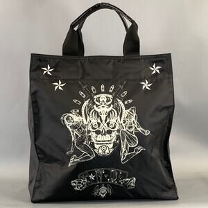 GIVENCHY Black White Skull Nylon Tote Handbag